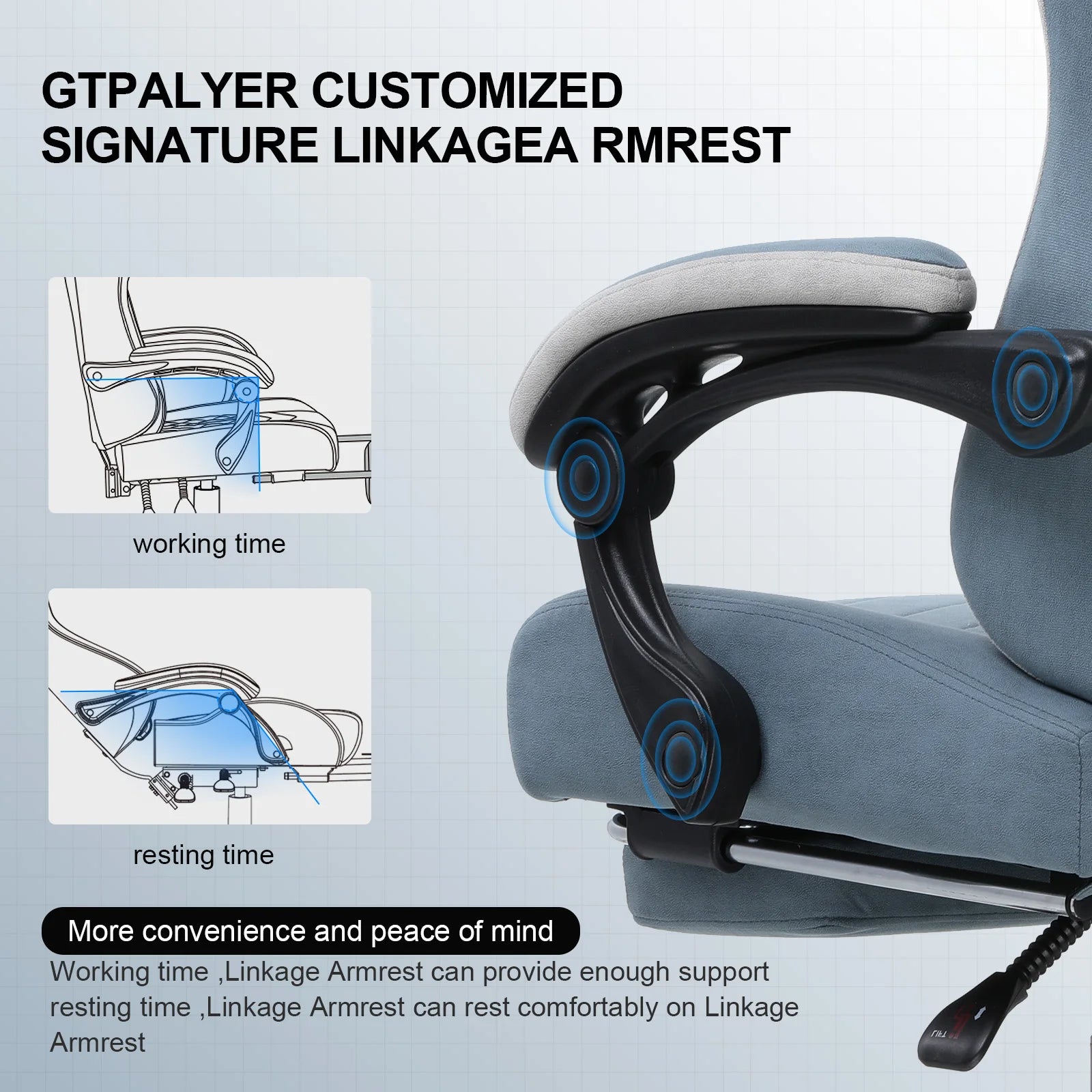 GTPLAYER Gaming Chair with Pocket Spring Cushion, Linkage Armrests & Footrest