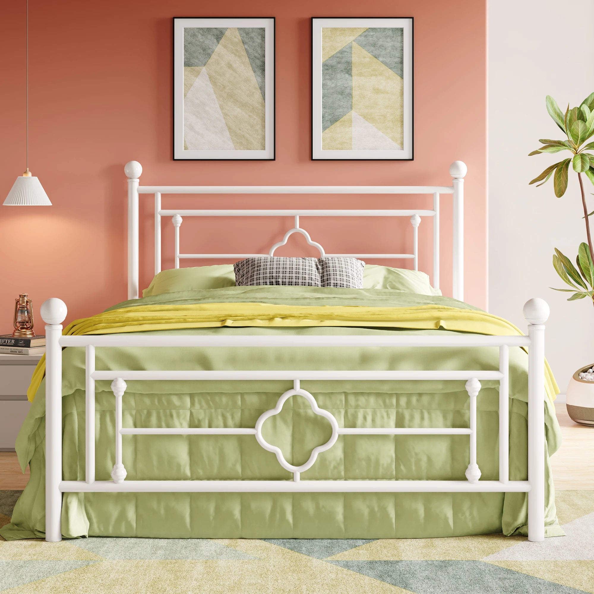 Vintage Victorian Style Metal Platform Bed Frame