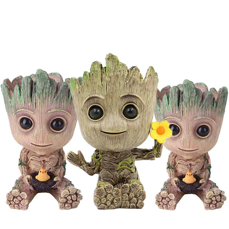 Fashion Handicrafts Anime Action Groot Character Multifunction Plants Flower Pot Pen Holder Storage Organizer Home Decor Crafts