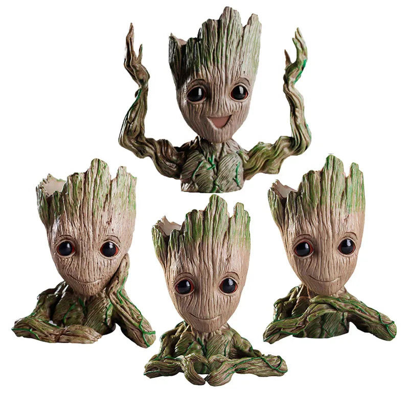 Fashion Handicrafts Anime Action Groot Character Multifunction Plants Flower Pot Pen Holder Storage Organizer Home Decor Crafts