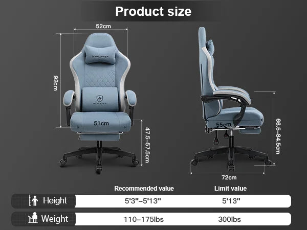 GTPLAYER Gaming Chair with Pocket Spring Cushion, Linkage Armrests & Footrest