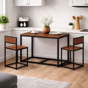 FurnishSpot® Antique Dining Table Set for 2 with Stools – Compact Kitchen & Breakfast Nook Set