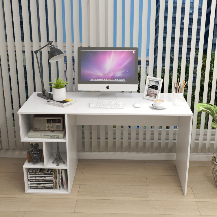 Office Computer Desk with Dual 3 Tier Bookshelf and Monitor Shelf