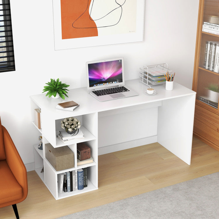 Office Computer Desk with Dual 3 Tier Bookshelf and Monitor Shelf