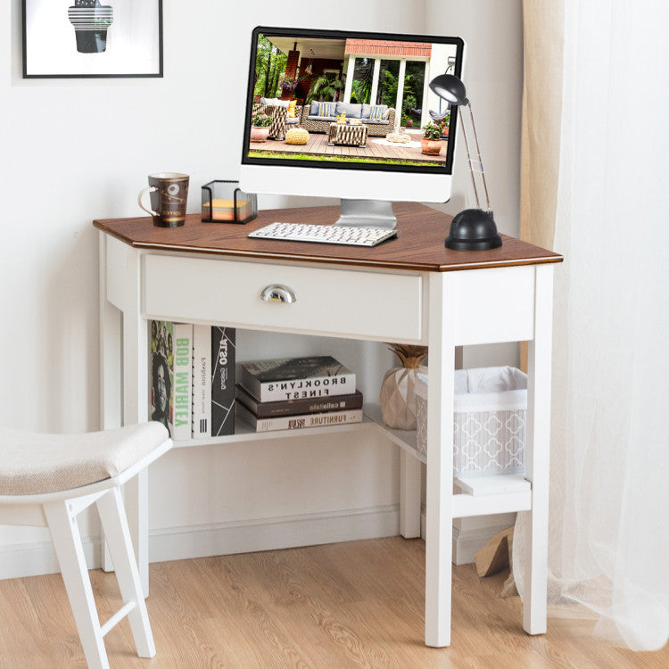 Corner Wooden Piece Laptop Computer Desk