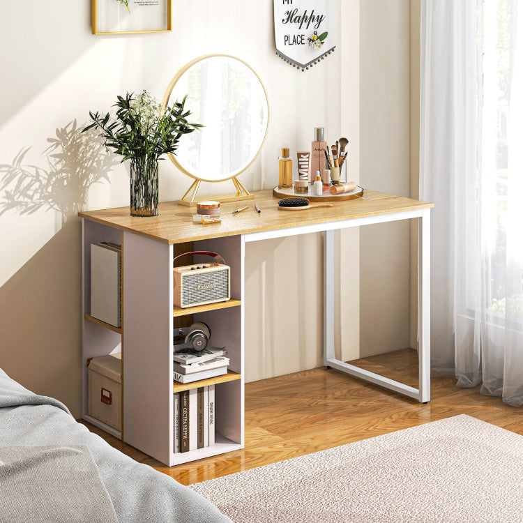 Computer Desk with 5 Side Shelves and Metal Frame