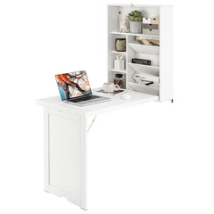 Wall-Mounted Fold-Out Convertible Floating Desk Space Saver