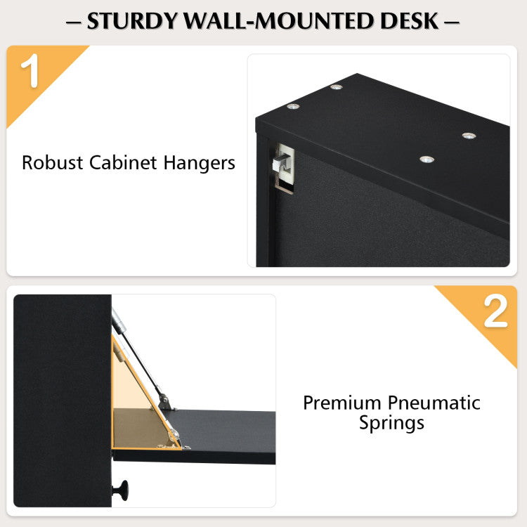 Wall-Mount Floating Desk Foldable Space Saving Laptop Workstation