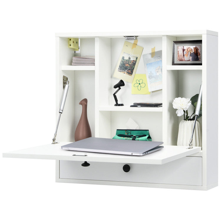 Wall-Mount Floating Desk Foldable Space Saving Laptop Workstation