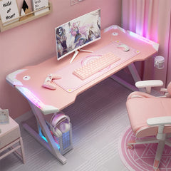 Pink streamer table desktop computer table family anchor cute girl game table combination sturdy high-end table