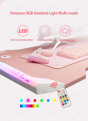 Pink streamer table desktop computer table family anchor cute girl game table combination sturdy high-end table