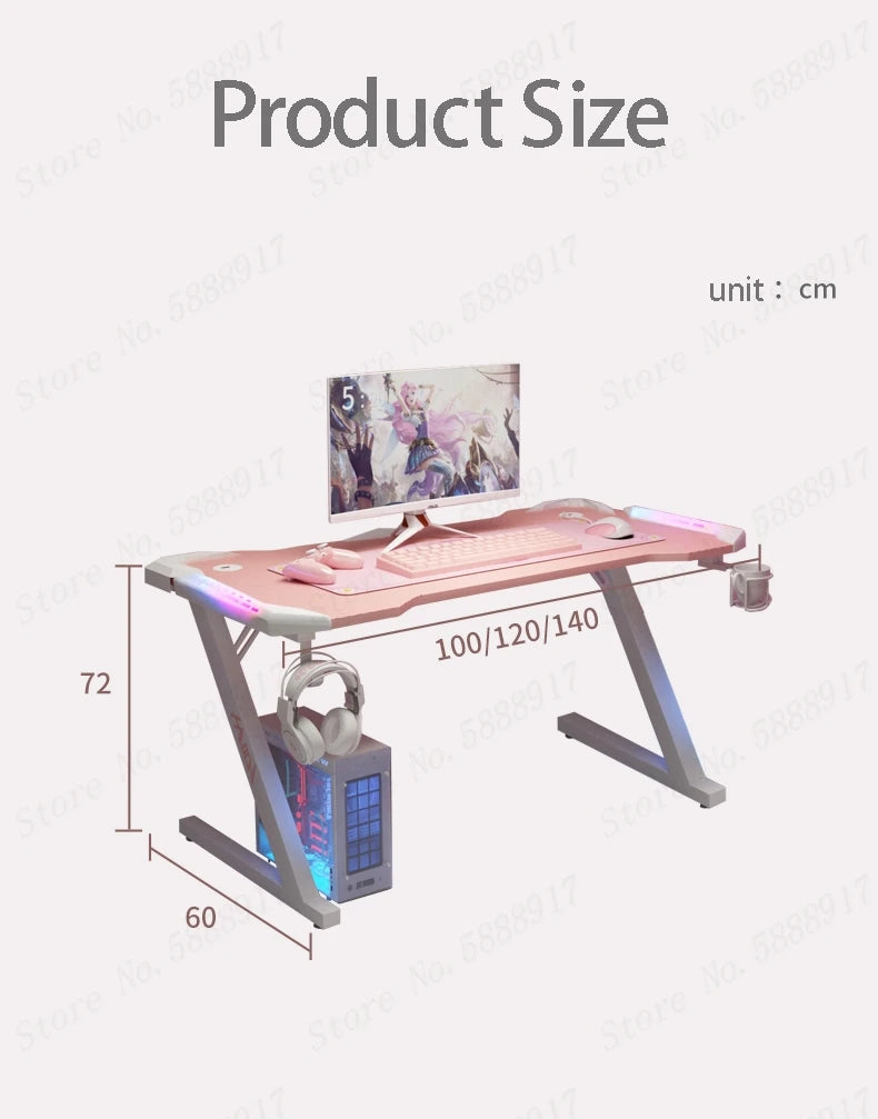 Pink streamer table desktop computer table family anchor cute girl game table combination sturdy high-end table