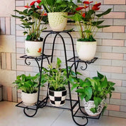 6-Tier Iron Flower Pot Stand – Classic European Plant Display Rack for Indoor and Outdoor Use, Garden, Patio, Balcony, Living Room