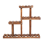 Carbonized Wood Plant Stand for Outdoor Balcony Garden