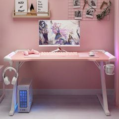 Pink streamer table desktop computer table family anchor cute girl game table combination sturdy high-end table