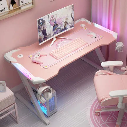 Pink streamer table desktop computer table family anchor cute girl game table combination sturdy high-end table