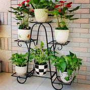 6-Tier Iron Flower Pot Stand – Classic European Plant Display Rack for Indoor and Outdoor Use, Garden, Patio, Balcony, Living Room