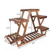 6 Tiered Carbonized Wood Plant Stand for Indoor Outdoor Plants