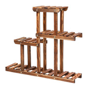 Carbonized Wood Plant Stand for Outdoor Balcony Garden