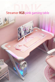 Pink streamer table desktop computer table family anchor cute girl game table combination sturdy high-end table