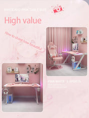 Pink streamer table desktop computer table family anchor cute girl game table combination sturdy high-end table