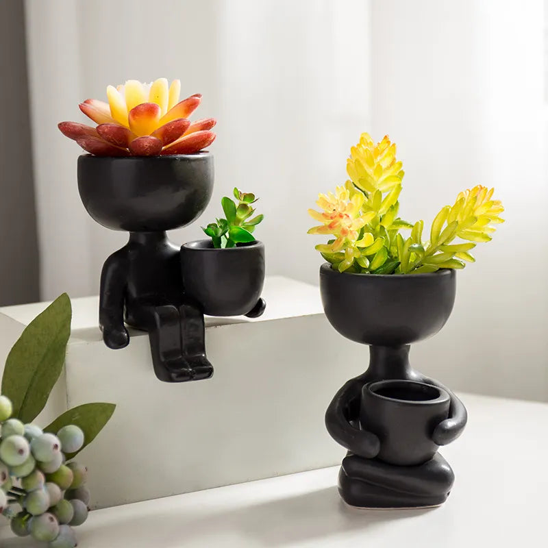 Humanoid Ceramic Flower Pot - Modern Design Planter