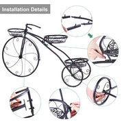 Tricycle Plant Stand Flower Pot Cart Bicycle Holder Rack for Home Garden Patio