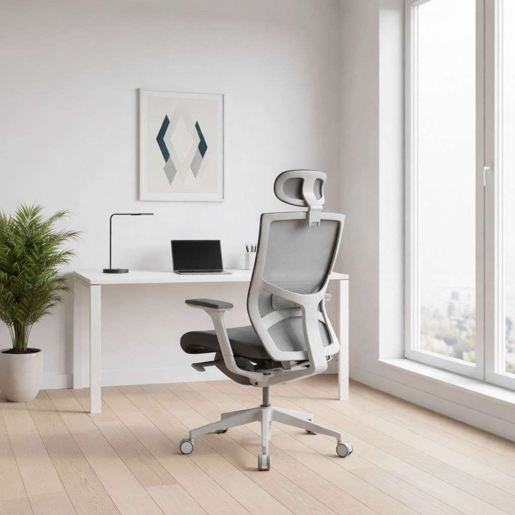 FurnishSpot™ Ergonomic Mesh Office Chair – Adjustable Swivel Desk Chair with Lumbar Support, Reclining Back & Rolling Wheels