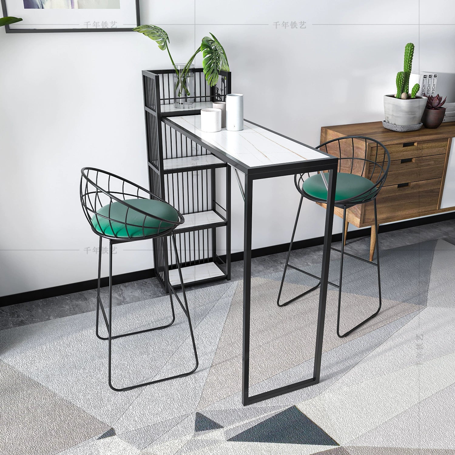 Iron Folding Table Bar Counter Household Restaurant Invisible Wall Cabinet Milk Tea Shop Office Scandinavian Accessible Luxury Storage Rack