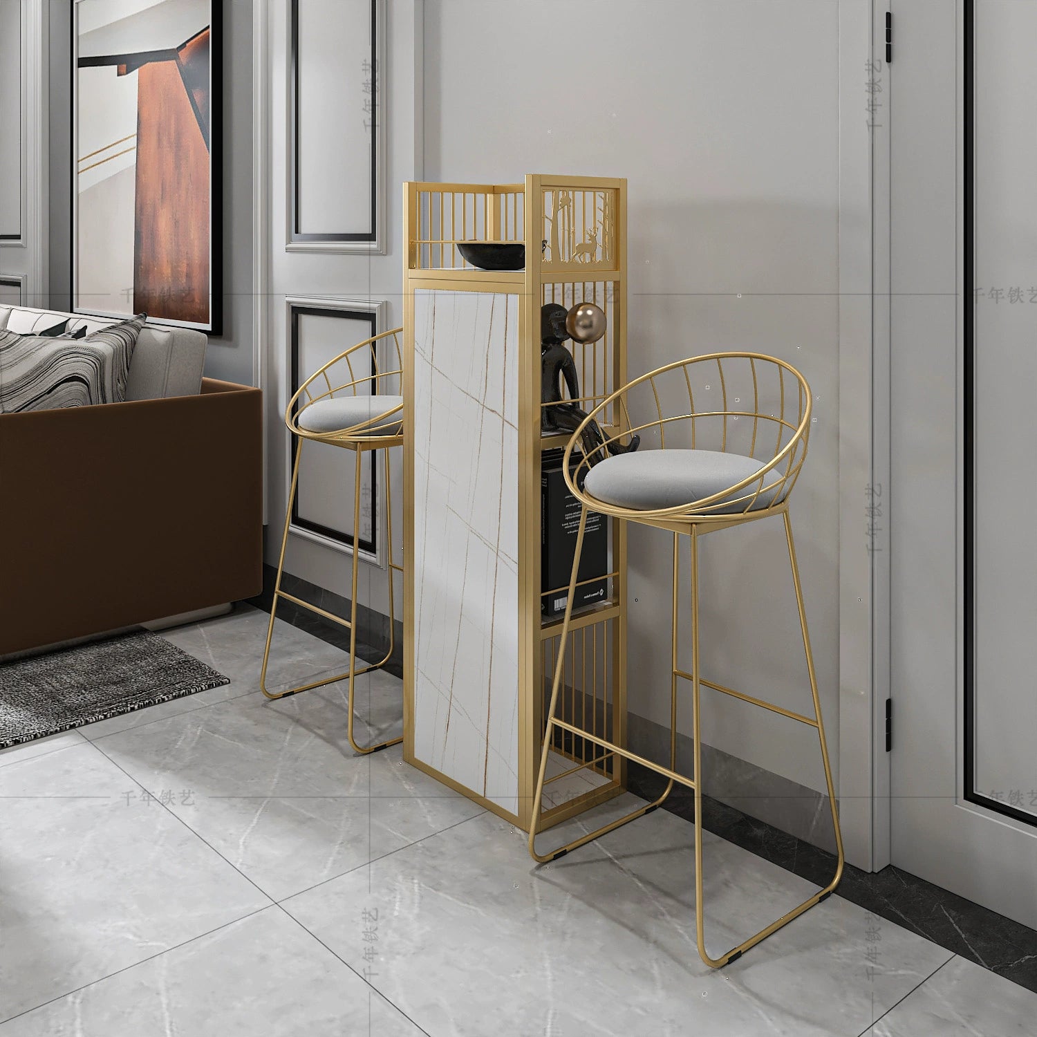 Iron Folding Table Bar Counter Household Restaurant Invisible Wall Cabinet Milk Tea Shop Office Scandinavian Accessible Luxury Storage Rack