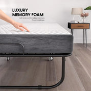 Folding Bed with Mattress - 75x31 Cot Size Frame - Portable Rollaway Guest Bed with 5-inch Memory Foam Mattress - Space-Saving