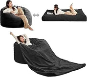 Striped Style Giant Bean Bag Chair Bed for Adults, Convertible Adult Beanbag from Lazy Chair to Floor Mattress, Large Round Bea