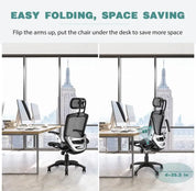 Ergonomic Office Chair with Headrest, Flip-Up Arms, 90-120° Tilt Lock and Wide Cushion