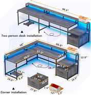 L-Shape Gaming & Computer Desk with RGB Lights, Storage & Power Outlets | Space-Saving Corner Workstation – FurnishSpot®