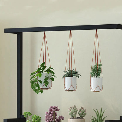 3 Tier Hanging Plant Stand, 68 Inch Tall Indoor Plant Shelves for Multiple Plants Display Wood Plants Shelf with Metal Frame for