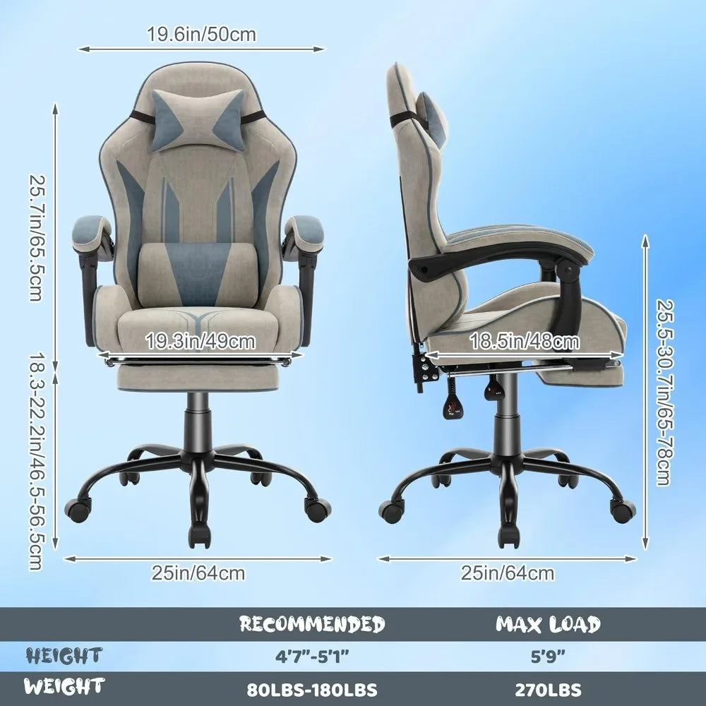 Gaming Chair with Footrest and Lumbar Support