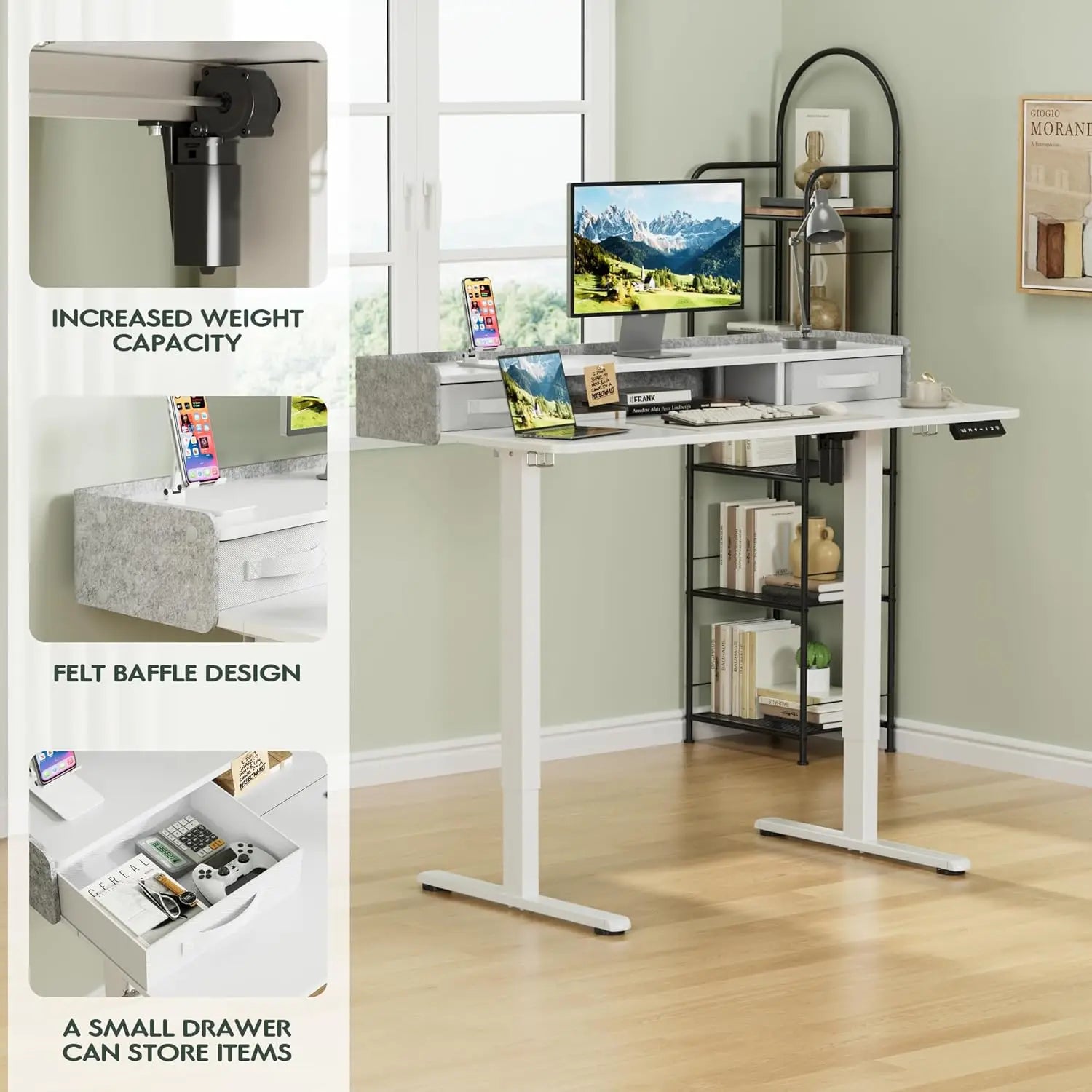 SmartHealth™ Electric Standing Desk with 2 Drawers – Adjustable Height Computer Desk with Storage