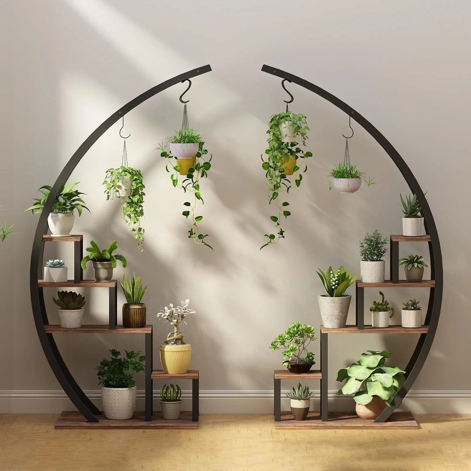 2 Pcs Metal Plant Shelf With Plants Hanger for Indoor Outdoor Plants