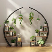 Set of 2 Metal Plant Shelves with Plant Hangers – Suitable for Indoor & Outdoor Use