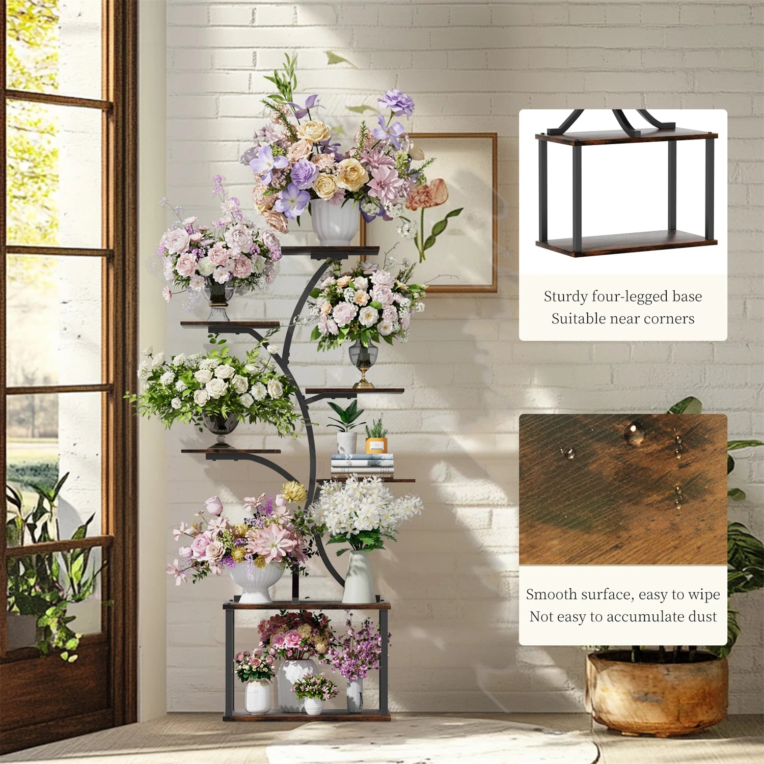 151CM Tall 7 Tier Tree-Shaped Plant Stand Display Rack Corner Flower Holder for Indoor Organizer Rack