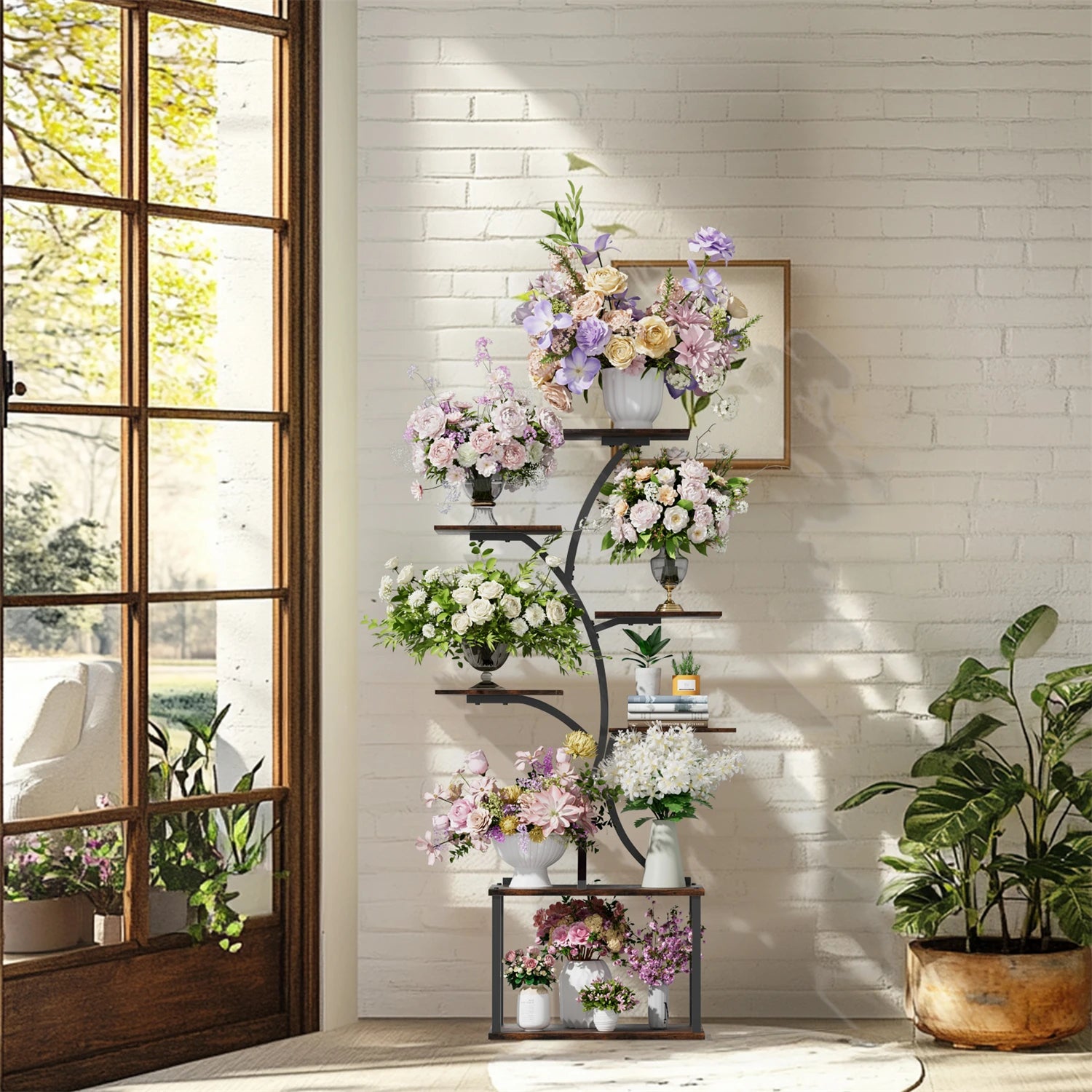 151CM Tall 7 Tier Tree-Shaped Plant Stand Display Rack Corner Flower Holder for Indoor Organizer Rack