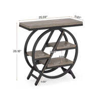 Rectangle MDF End Table with Storage, 3-Tier Narrow Side Table for Living Room, Nightstand Bedroom