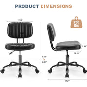 Armless Office Desk Chair with Back Lumbar Support
