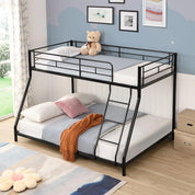 Full Over Full Bunk Bed for Teens, Heavy Duty Metal with Sturdy Guard Rail & 2 Side Ladders, Convertible Bunkbed,No Box Spring N