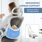 Ergonomic Adjustable Headrests, Lumbar Support Office Chair with Flip-up Arms