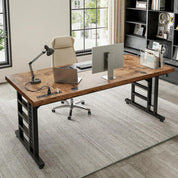 FurnishSpot® Modern L-Shaped Computer Desk with Built-In Power Outlet & Storage