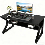 FurnishSpot SpaceSmart™ Compact Computer & Writing Desk – Modern Black