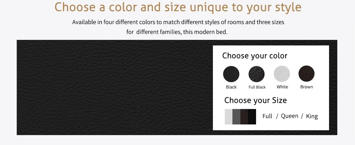 Bed Frame Full Size, Modern Low Profile Platform Stylish Faux Leather Upholstered Sleigh Bed with Adjustable Headboard,Bed Frame