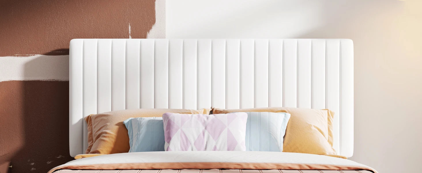 Upholstered Platform Bed Frame with Vertical Channel Tufted Velvet Fabric Adjustable Headboard
