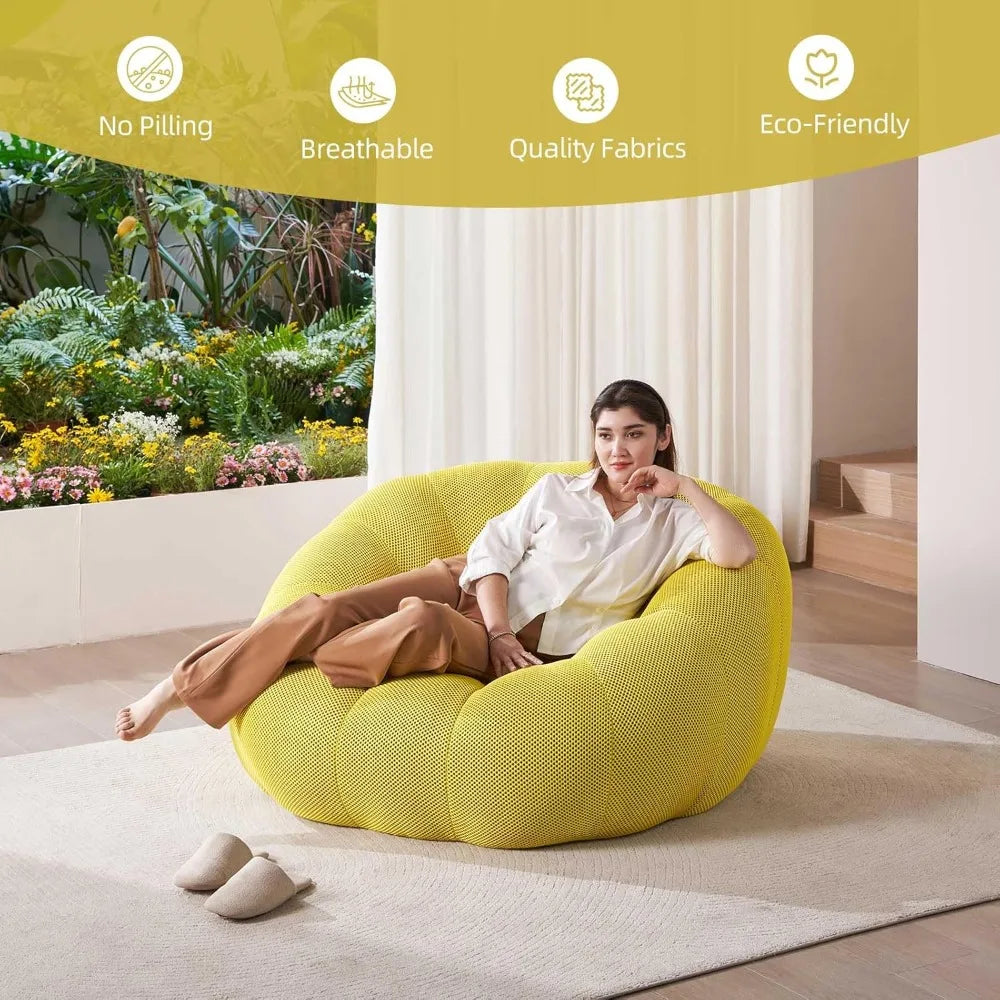 Adult Bean Bag Chair, Memory Foam Bean Bag Chair with Filling, Plush Lounge Sofa for Living Room, Bedroom, Balcony & Dorm - Cozy
